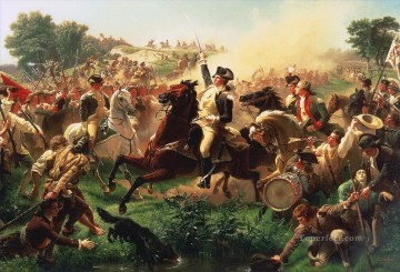 軍事戦争 Painting - モンマスでのワシントン集結部隊 アメリカ革命 エマニュエル・ロイツェ軍事戦争